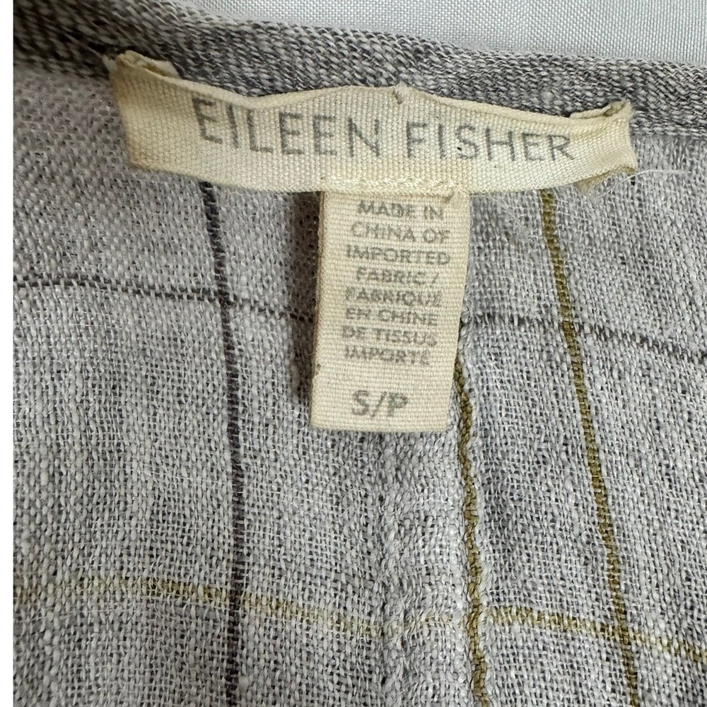 Eileen Fisher Grey Linen Blend Open Front Cardigan Jacket Small Pockets - Picture 8 of 10